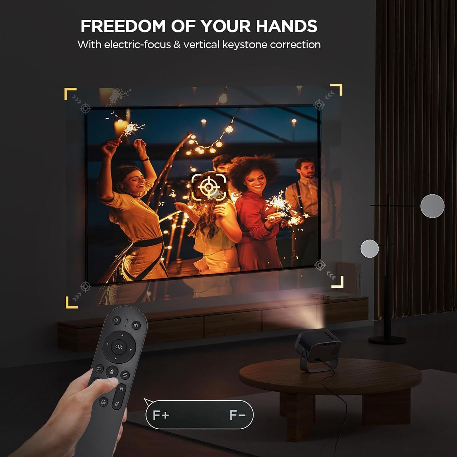 Proiettore 4K, Mini Proiettore con Messa a Fuoco Elettrica Bluetooth WiFi 1080P, Videoproiettore da Soffitto Orientabile a 360° per Android TV 11.0 per la Casa (Spina UE 100‑240 V)