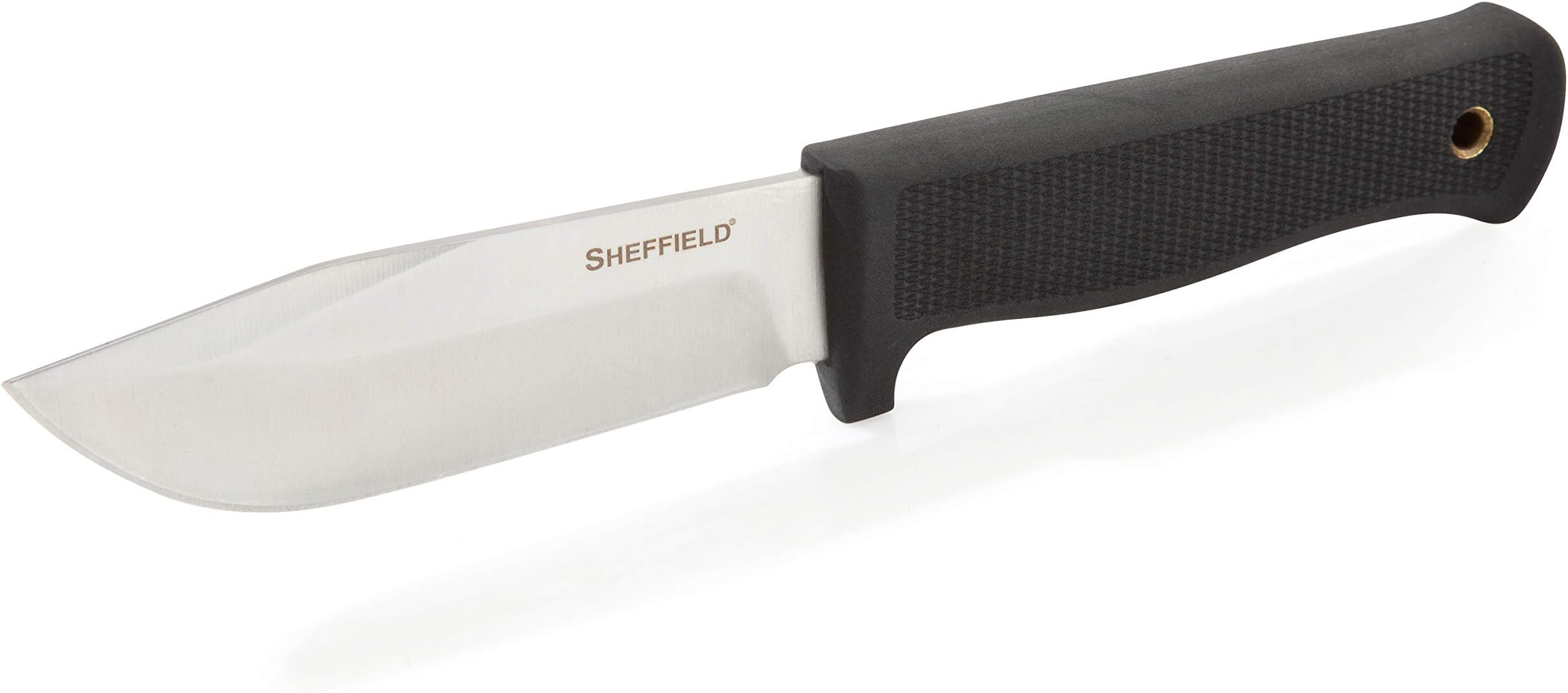 Sheffield 12183 Bax 4.5 Inch Drop Point Fixed Blade Hunting Knife with Sheath, Full Tang, Slip-Resistant Handle, for Skinning Game, Self Defense, & More