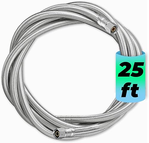 Vista 10 de Línea de agua para nevera trenzada para máquina de hielo, manguera de suministro de agua Pex de 30 pies para caja de salida de refrigerador