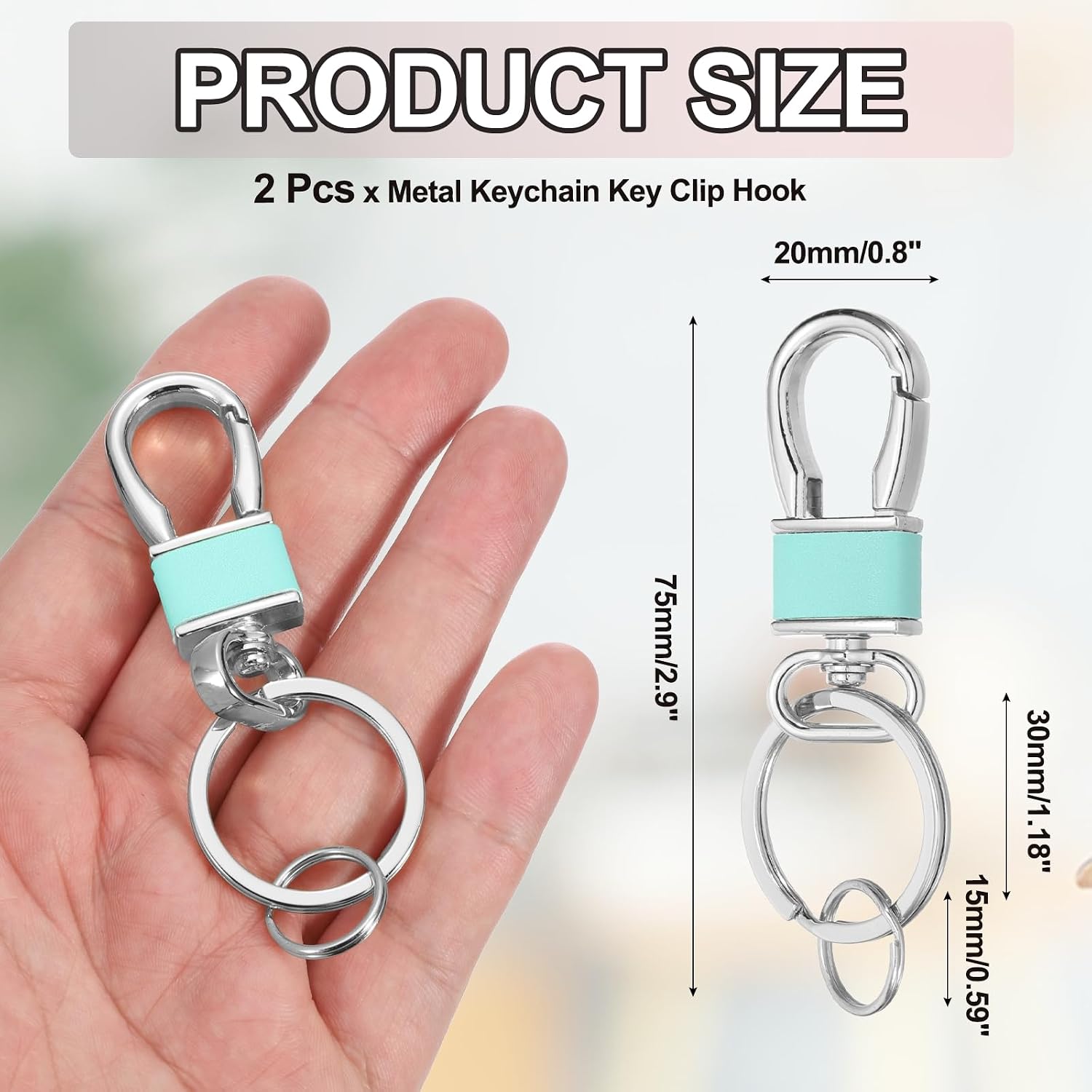 MECCANIXITY Metal Keychain Key Clip Hook, Key Ring Holder Organizer Swivel Clasp Keyring Leather Key Chain Clips Buckle image 2