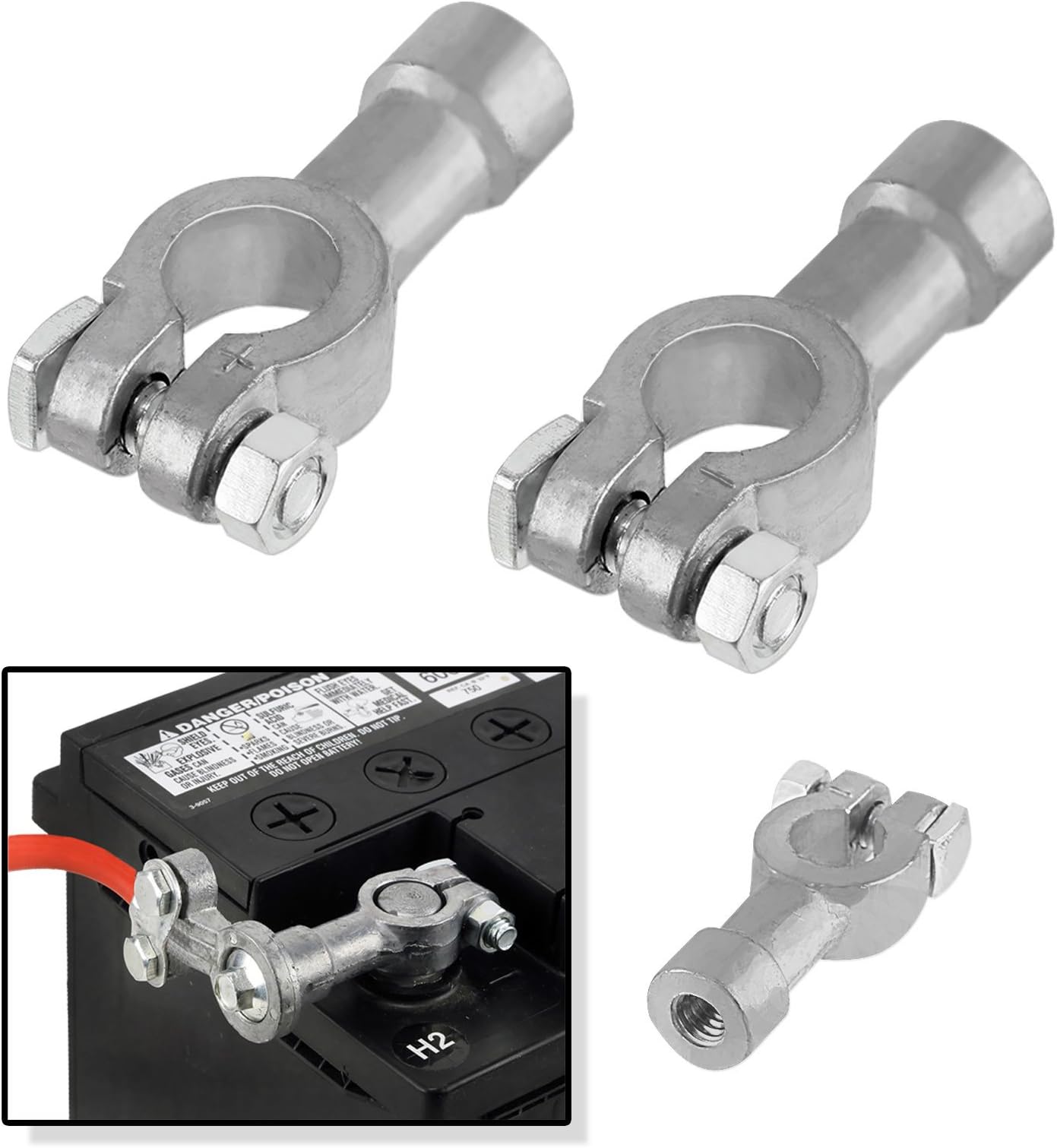 2 Piece Heavy Duty Top Post Conversion Battery Terminal Set