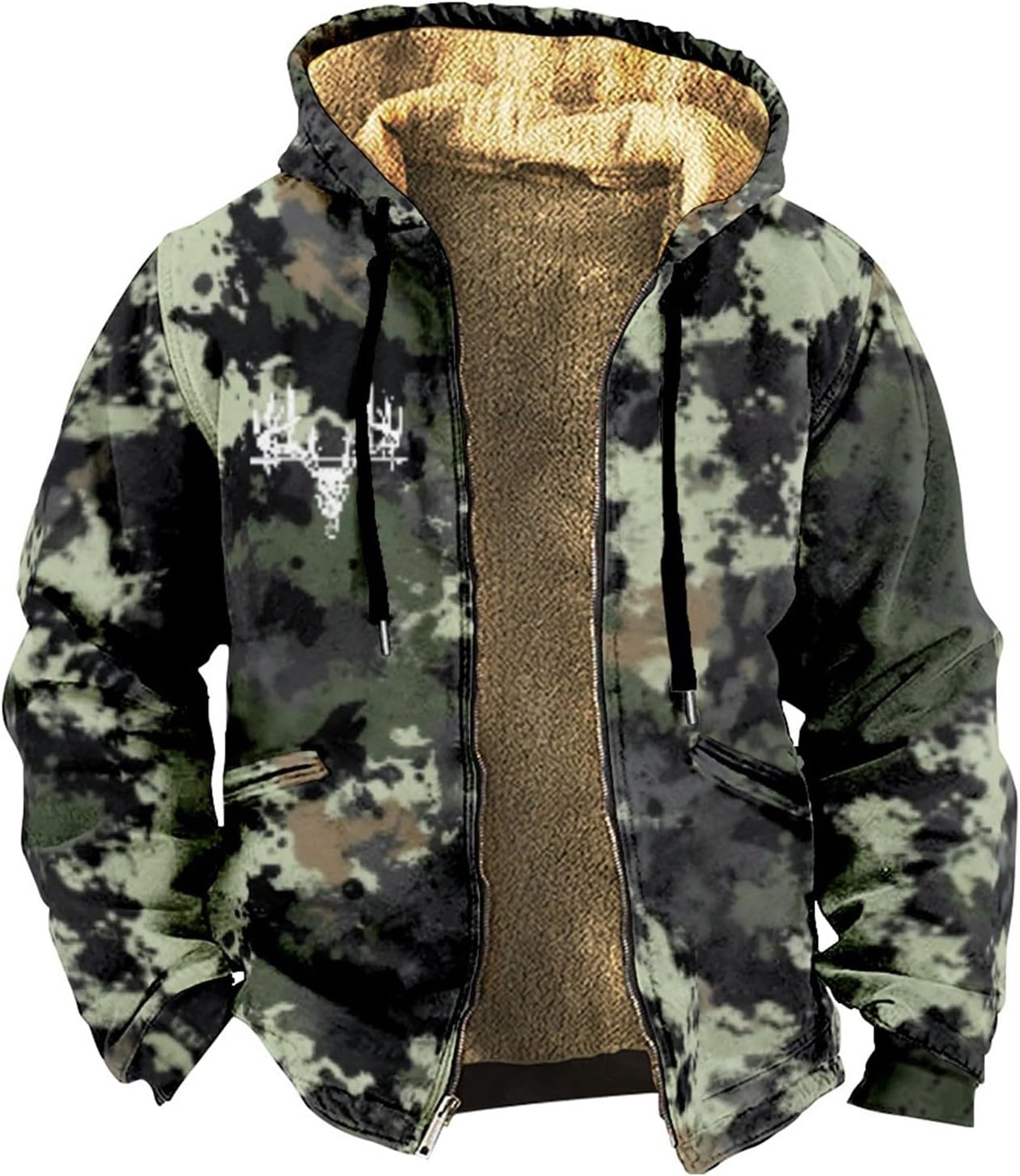 Sherpa Jacket Men Vintage Fleece Lined Hoodies Casual Warm Winter Long Sleeve Full-Zip Jackets Coats Outdoor Fashion