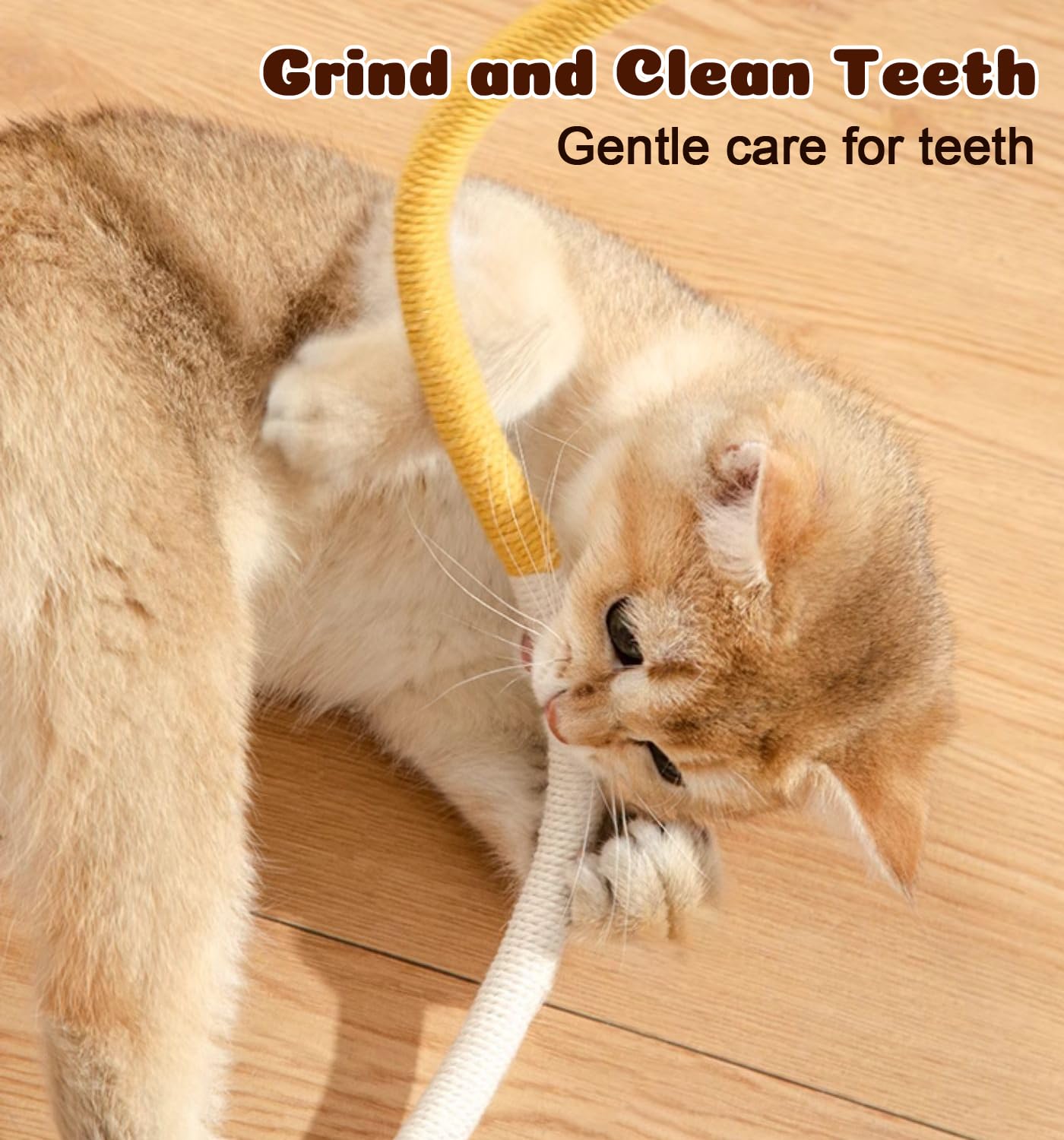 Cuerdas masticables para gatos, 4 piezas, juguetes para gatos de interior con hierba gatera natural recargable, juguetes masticables de limpieza segura de dientes, juguetes interactivos para