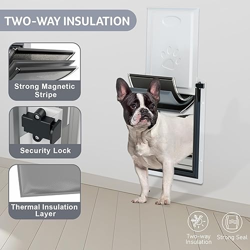 Miniatura 3 de Puerta para perro para pared, puerta grande para perro para pared exterior, puerta de mascotas, puerta resistente de 3 solapas con aislamiento,