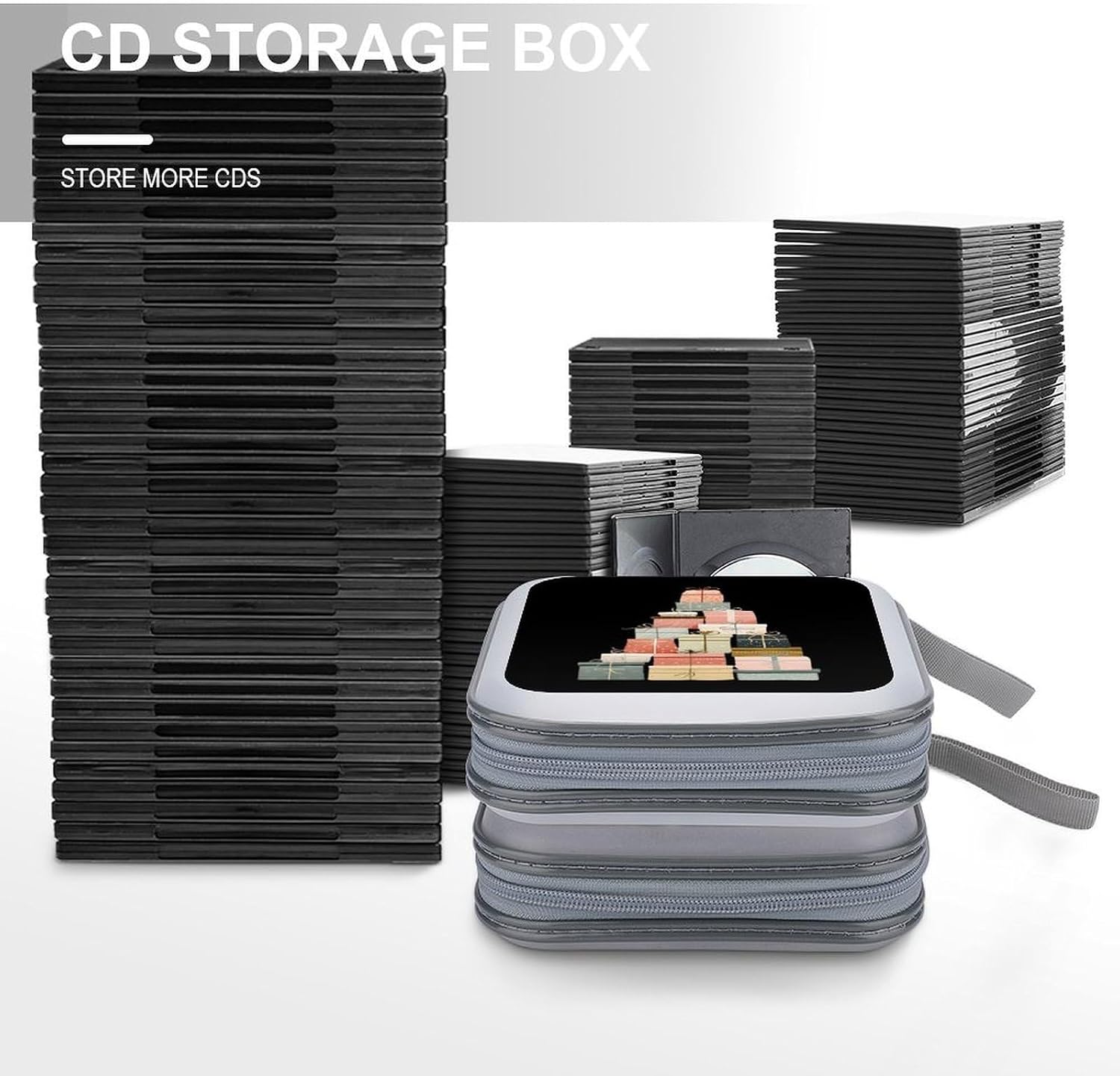 Presents Christmas Tree Protective CD Case Storage Rack 40 Capacity DVD Holder Organizer Car Travel