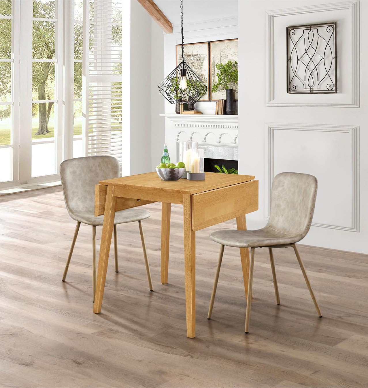 Mesa de hojas caídas y 2 sillas de comedor de roble claro Hallowood Furniture Ledbury