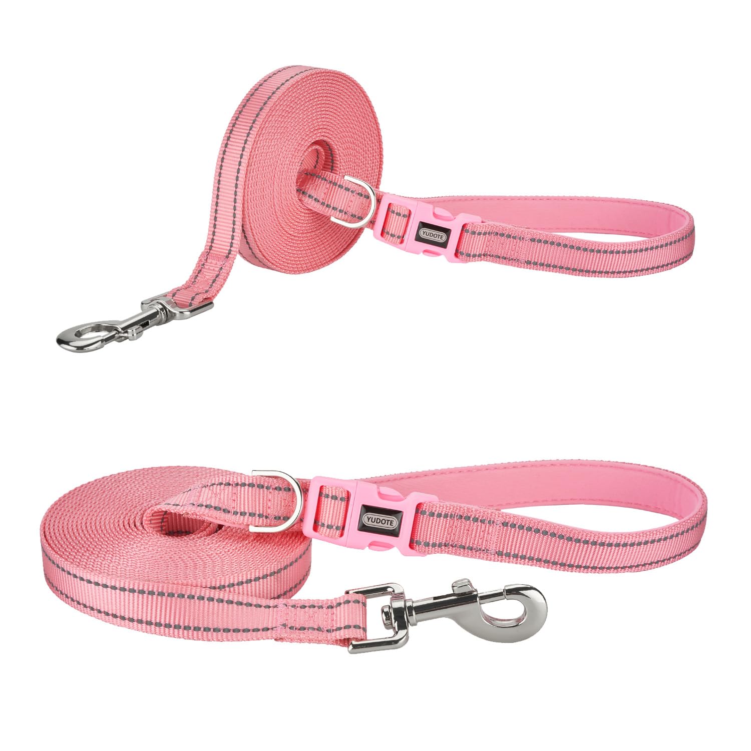 Petiry Training Lead For Dogs,10ft Reflective Nylon Long Line Leash With Soft Padded Handle For Puppy Traininig Recall Tracking Obedience,Pink,3 Meters - Image 4