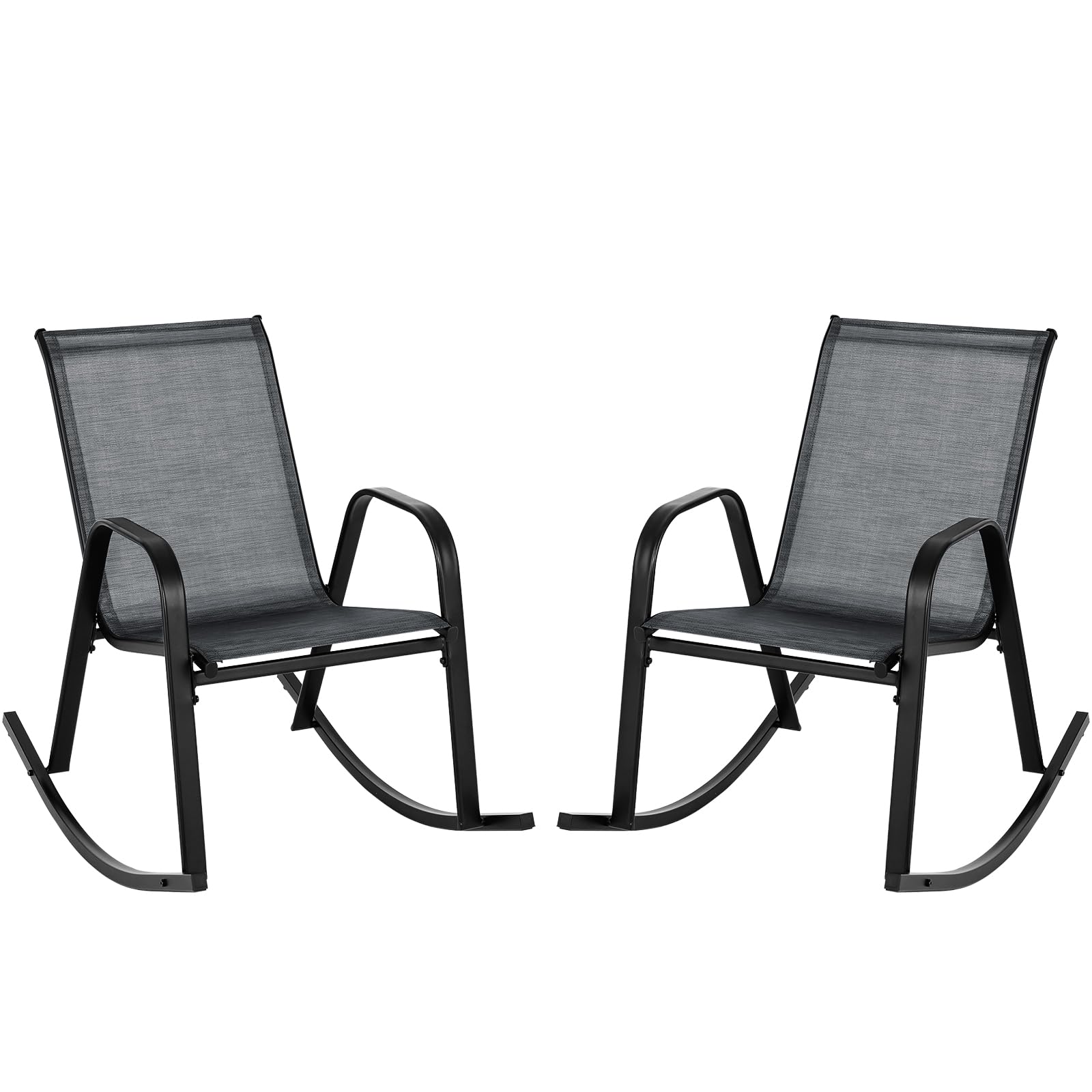 Chaise de jardin à bascule lot de 2 fauteuils ergonomiques noirs Costway