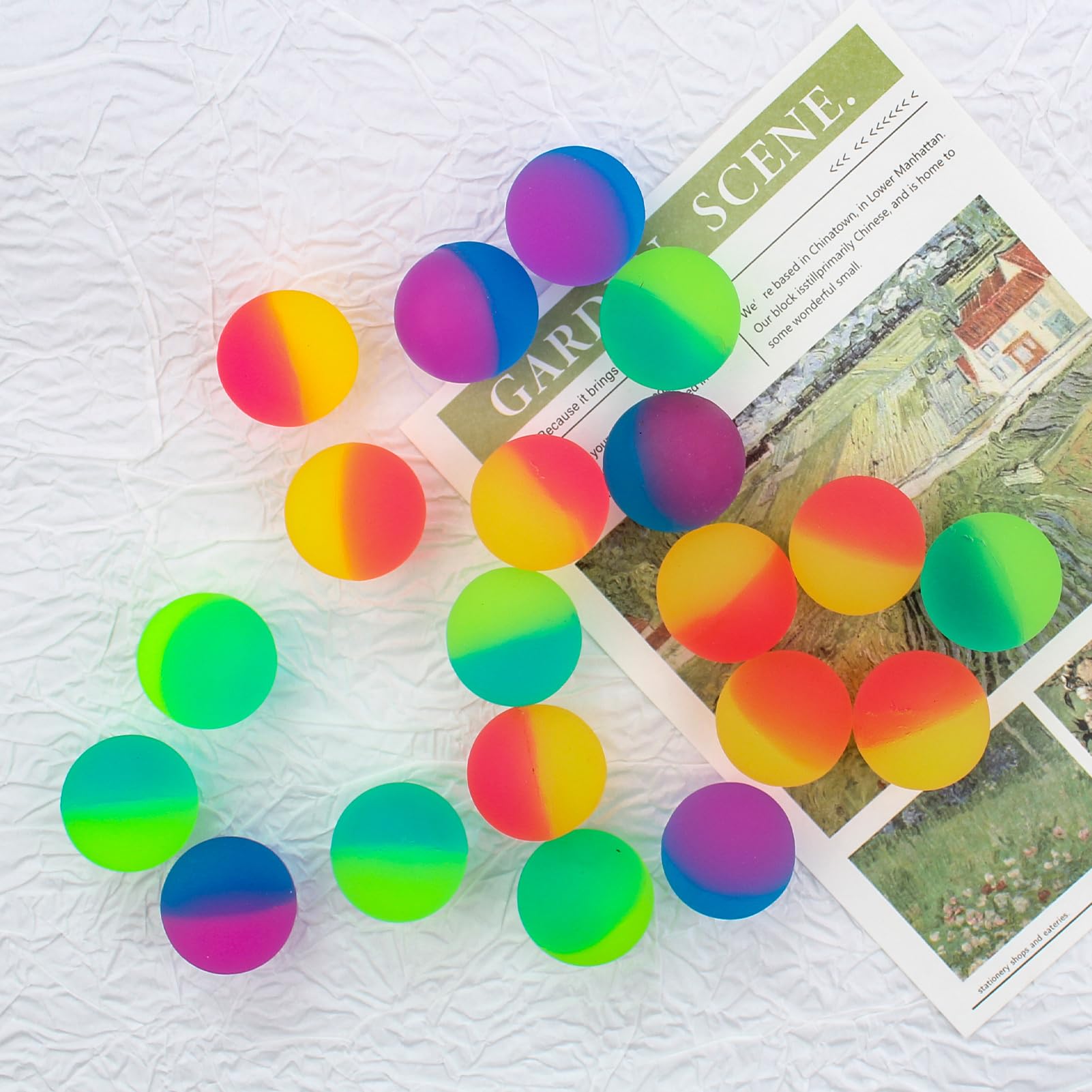 VFANDV 20 Pelotas Saltarinas Con Cinta De Colores | Bolas De Goma Rebotadoras Para Fiestas Y Regalos Infantiles