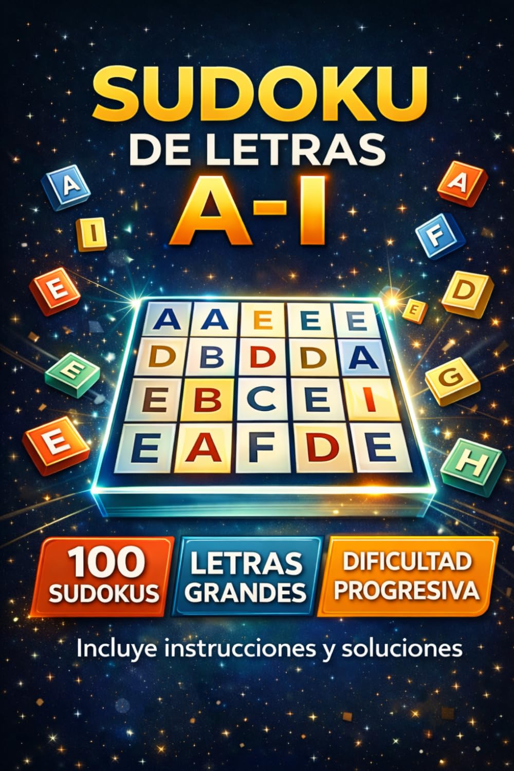 Sudoku de Letras Letra Grande: 100 retos de lógica para adultos y mayores (A–I) • Incluye soluciones