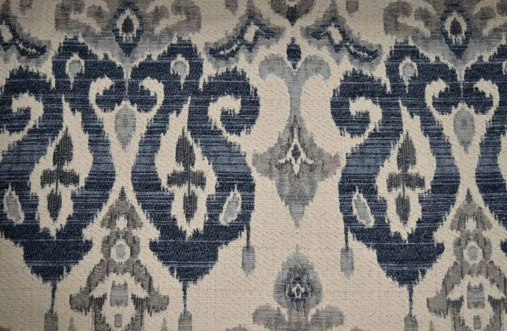 Sandoa Pacific Blue Heavy Chenille Jacquard Ikat Upholstery Swavelle Mill Creek Fabric