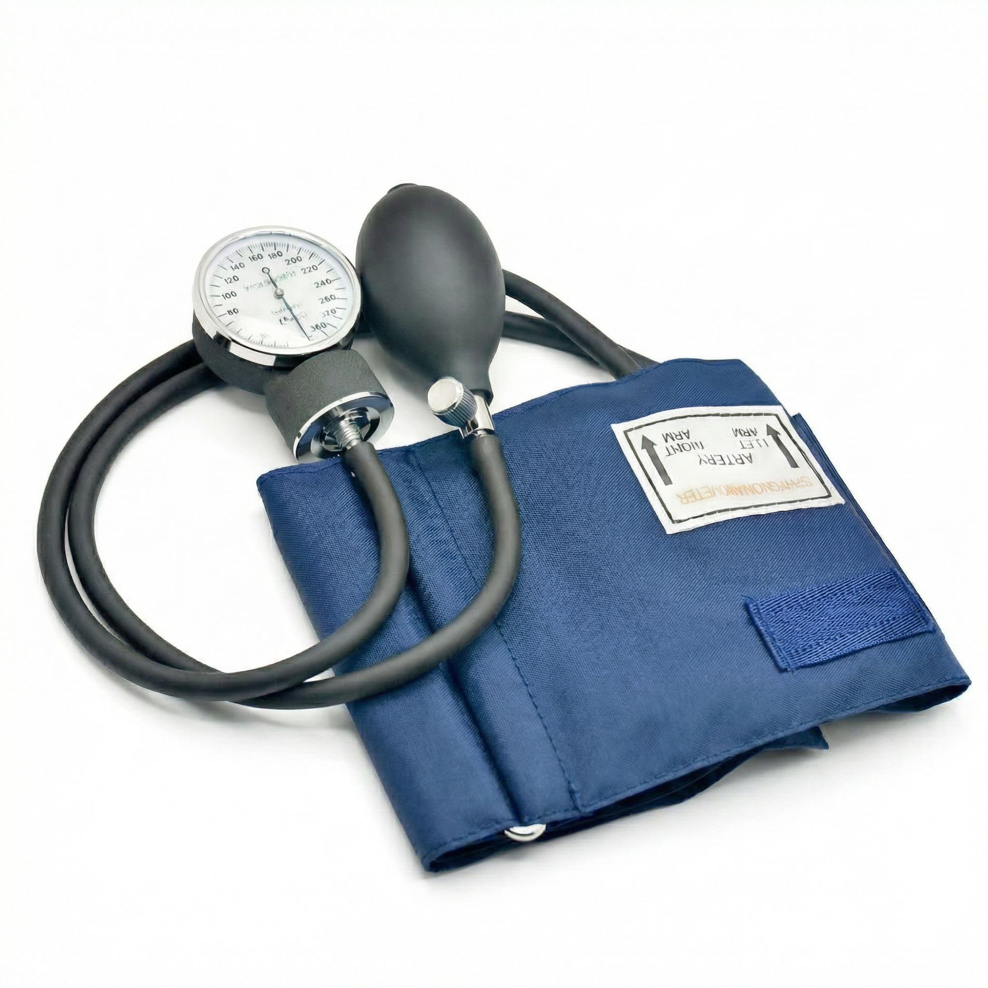 Tensiómetro de Brazo Manuales con Estetoscopio Doble Campana, Esfigmomanómetro Aneroide, Bolsa para Servicios de Socorro, Médico, Consultorio, Azul Negro