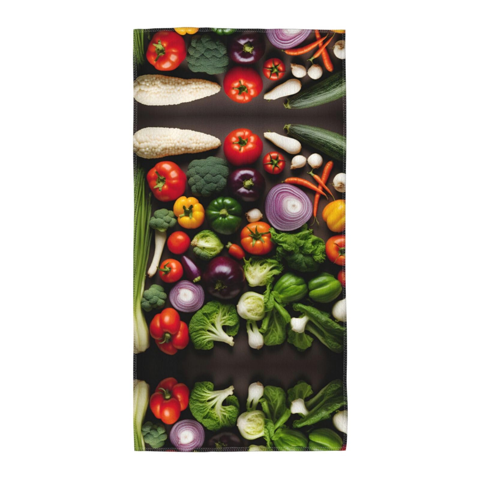 DIEzig Introduction Of Various Vegetables Fashion Printed Long Bath Towel For Pool Side Seaside Holiday