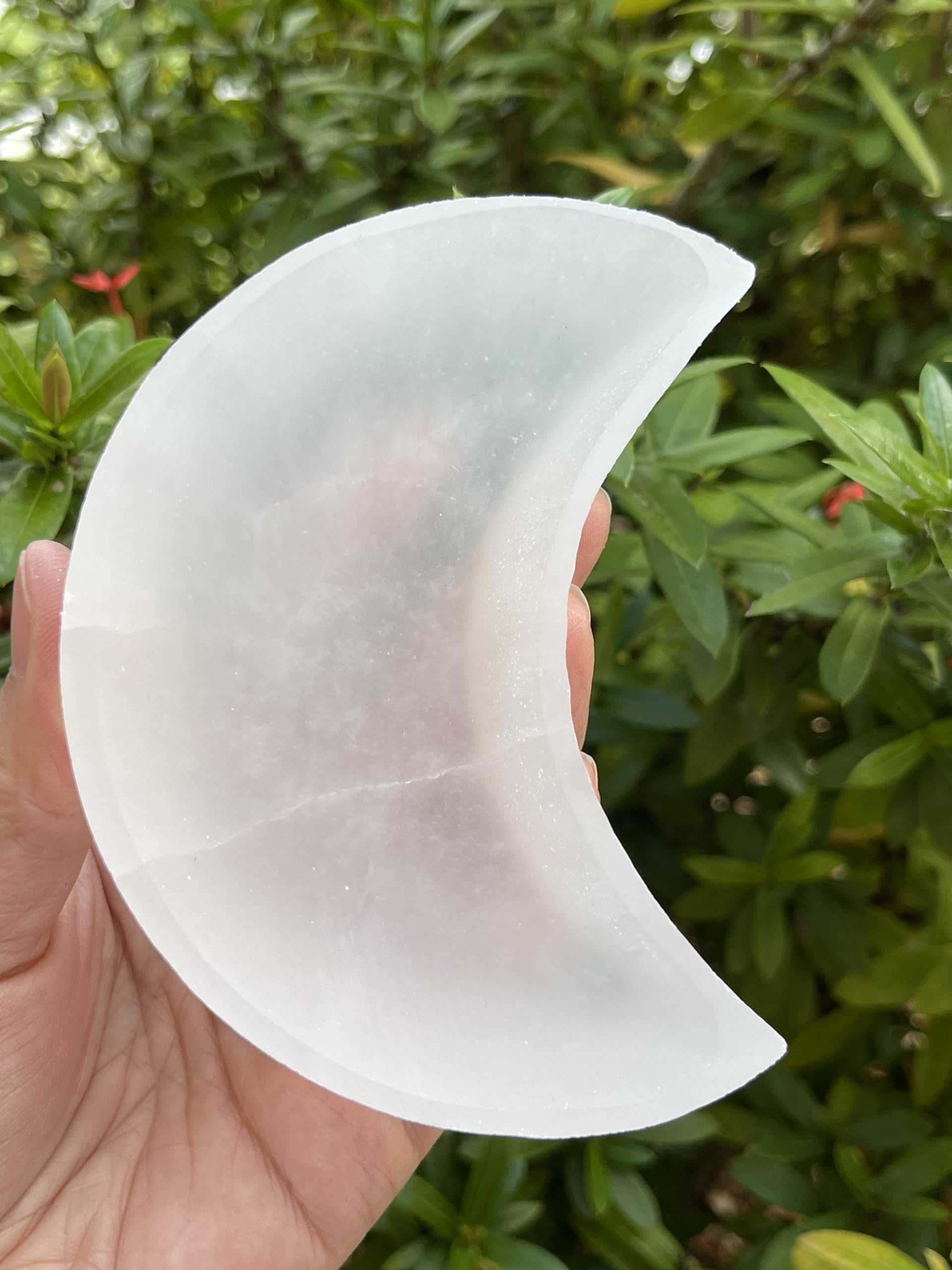 GAF TREASURESGAF TREASURES Selenite Moon Bowl, Gemstone Carved Selenite Crystal, Meditation Bowl, Reiki Bowl, Jewelry Holder, Crown Chakra, Cleansing, Charging, Healing (4")