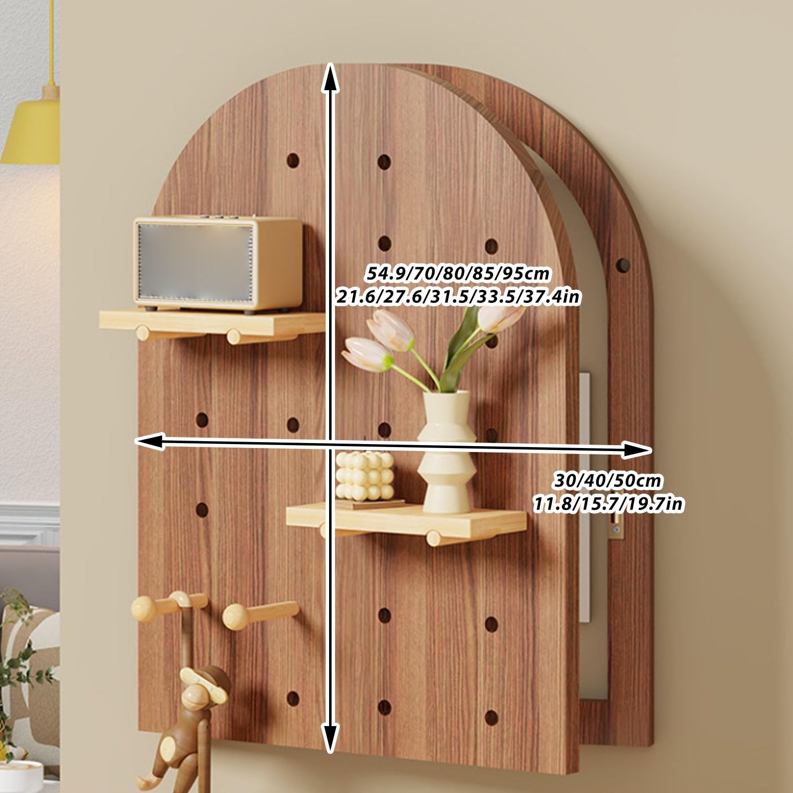 Cubierta de madera para panel eléctrico con organizador de tablero perforado, cajas de distribución ocultas y paneles de fusibles, estante de entrada, 40 x 70 cm