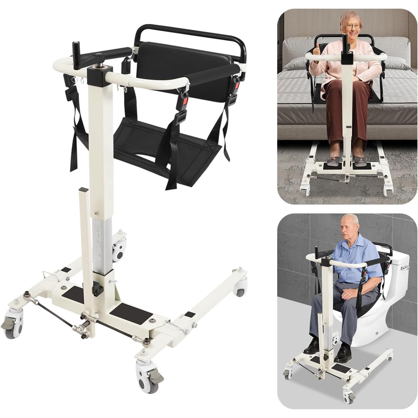 Grúa para Pacientes en casa,Silla de Ruedas Ligera para baño y Ducha,Elevador portátil para Pacientes Mayores,Altura Ajustable, Capacidad de Carga de 120kg,para enfermería Junto a la Cama