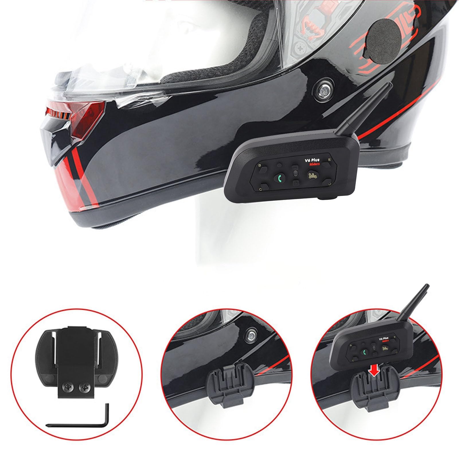 Cuffia Interfono per Casco Moto con Riduzione del Rumore CVC, Altoparlanti per Cuffie Bluetooth per Sport All'aria Aperta, Cuffia di Comunicazione con Portata di 800 M per