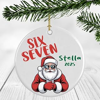 Six Seven Ornament with First Name Stella 2025, 6 7 Ornament Funny Gift for Friends, Family Keepsake 3 Inch Plastic