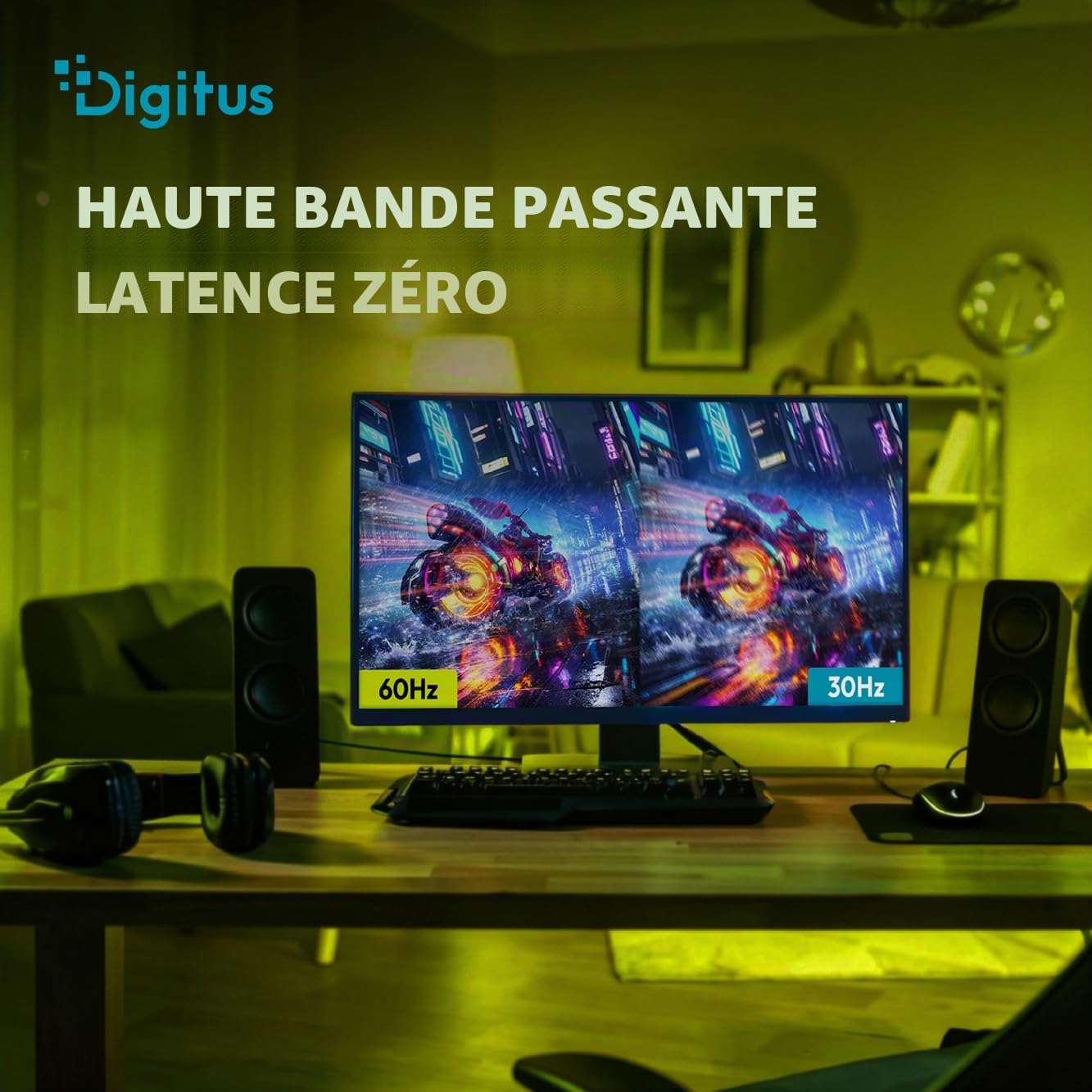 DIGITUS Câble HDMI à fibre optique – 15 m – UHD 8k 60 Hz 4k 120 Hz | HDMI 2.1 – 48 Gbps – eARC, HDR, HDCP 2.2, CEC – Câble hybride AOC – contacts plaqués or – câble HDMI à FO – noir