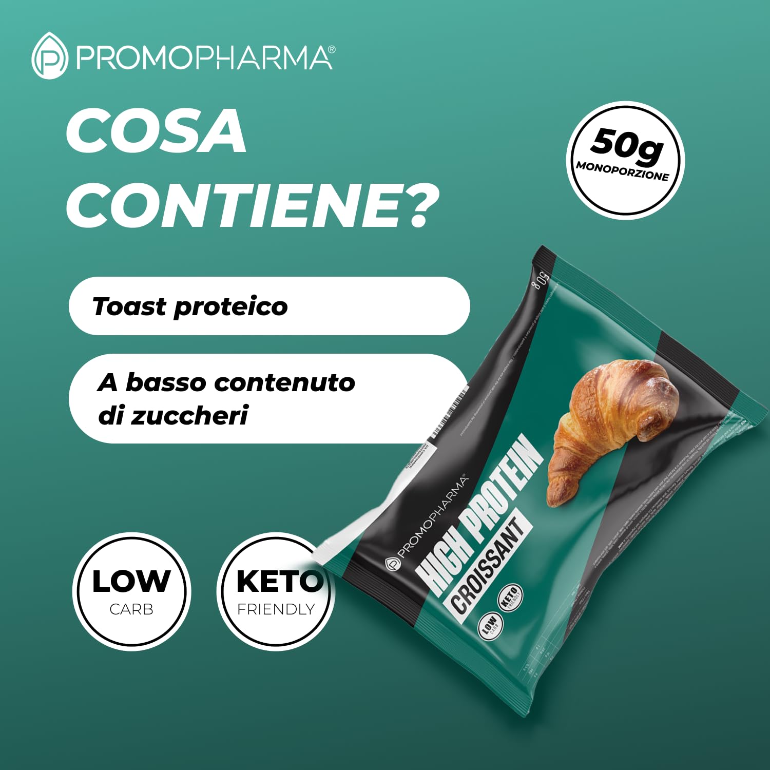 High Protein Croissant Classici - Cornetti Proteici Keto a Basso Contenuto di Zuccheri - Snack Proteici per Dieta Chetogenica, Colazione Fit e Low Carb - 18 Croissant da 50 g