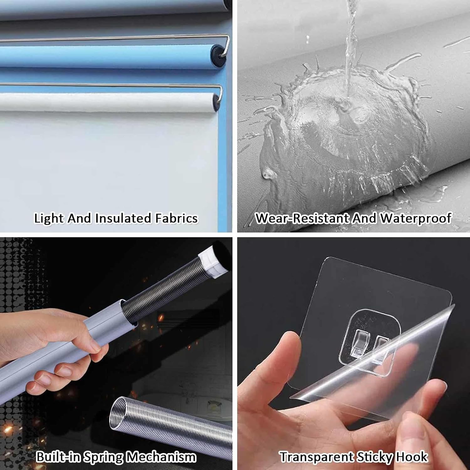 Suction Cup Blackout Windows Shades, Retractable Sunscreen Roller Blinds, 40/50/60/70/90/110/120/150cm, No-Drill Curtains, Lightweight Insulated Blinds,Blue-32x150cm/13x59in