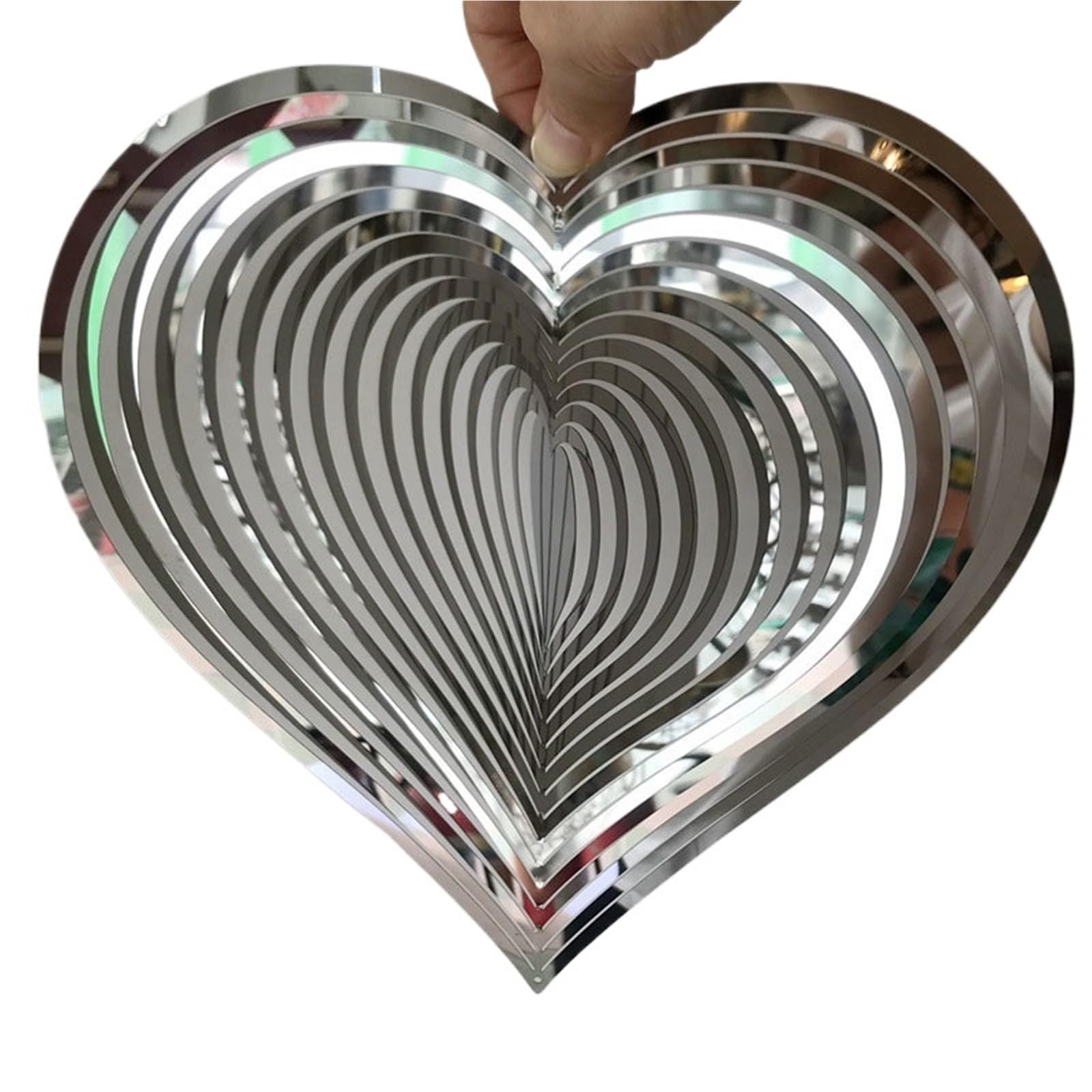 Shbhws Color03 Wind Spinner Chime Heart Square Drop Shape Stainless Steel Rotating Windchime For Both Outdoor Garden And Indoor For Indoor And Outdoor(Color03)