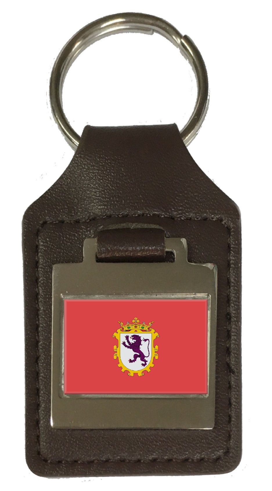 Schlüsselanhänger aus Leder mit Gravur Leon City Spanien Flagge
