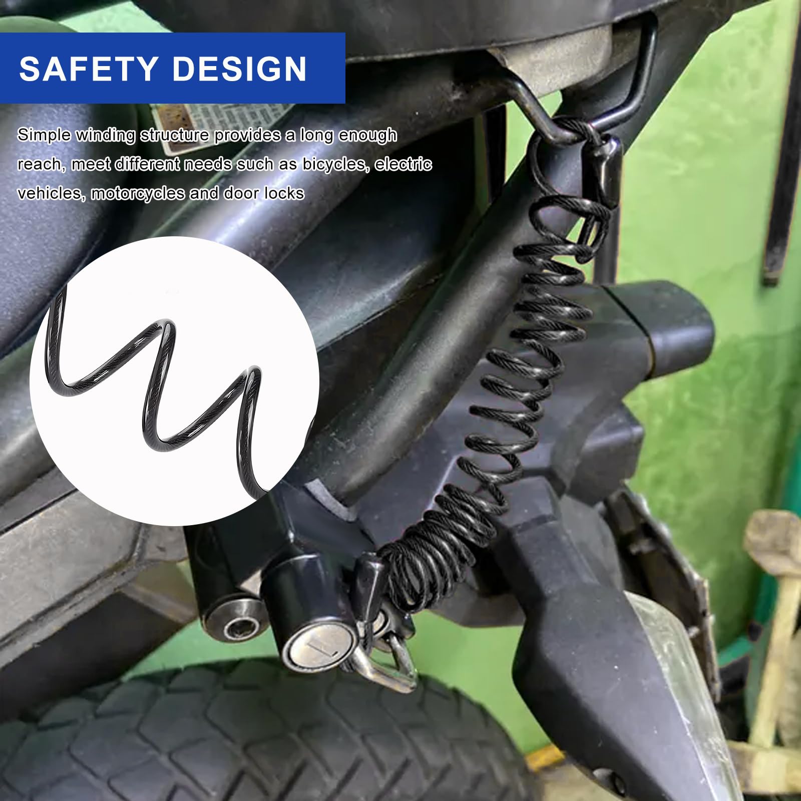 KVAEY Lot de 4 verrous et câbles de casque de moto, câble antivol multifonctionnel, antivol pour casque de moto, scooter, vélo, accessoires de moto
