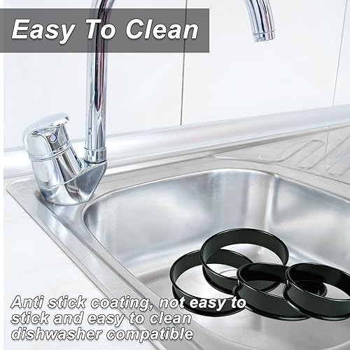 Miniatura 10 de Paquete de 10 anillos ingleses para magdalenas, anillos de cocina de acero inoxidable de doble enrollado, moldes redondos de 4 pulgadas, anillos