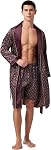 Tony & Candice Robe satinée manches longues en soie Kimono Peignoir avec short Set Sleepwear pour homme