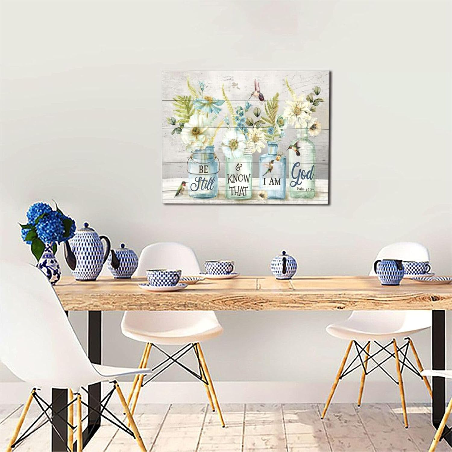 Shuweienphant Farmhouse Bathroom Wall Art Flower Hummingbird Floral Pictures Decor Inspirational Quotes Mason Jar Canvas Painting Print Artwork Modern Home Framed for Living room Bedroom 16/inX20/in