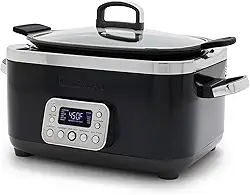 GreenPan Elite Panela elétrica lenta programável 14 em 1 de 6 litros, tampa segura para lava-louças e pote removível, cerâmica saudável sem PFAS antiaderente multicooker, selar, refogar, marrom, cesta