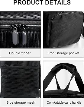 AF-WAN Portable Carrying Storage Bag for Ninja BW1001 NeverStick PRO Belgian Waffle Make 1680D Oxford Fabric with Multiple Pockets, Shoulder Strap & Handle, Folds for Easy Storage