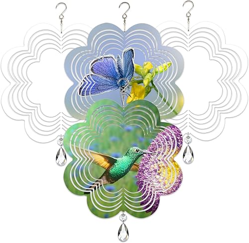 Paquete de 4 hilanderos de viento de sublimación de 10 pulgadas, escultura de viento de metal de aluminio 3D para patio y jardín, adornos artísticos