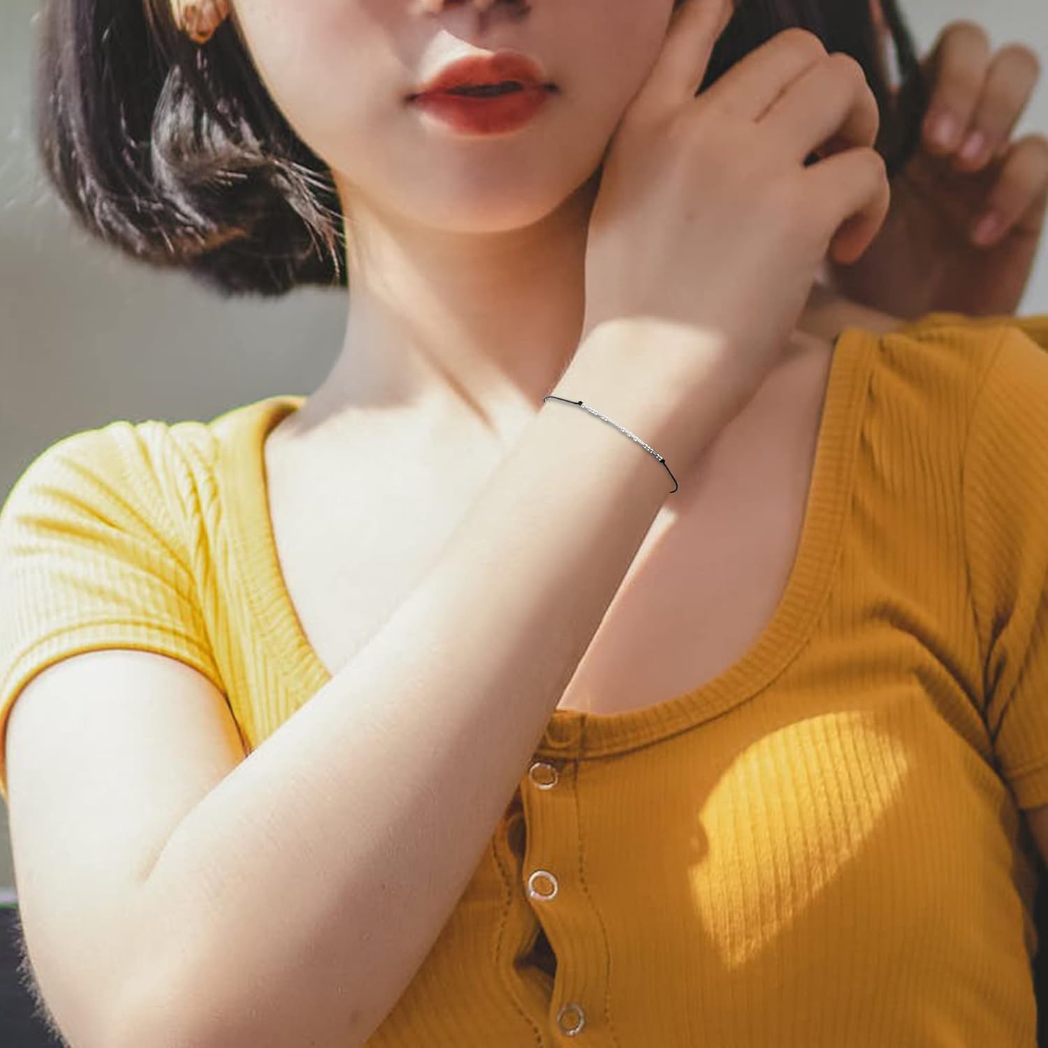 KGBNCIE Morse Code Bracelet for Women Sterling Silver Beads on Silk Cord Secret Message Fuck Friendship Inspirational Encouragement Bracelet Gift for Her - Image 2