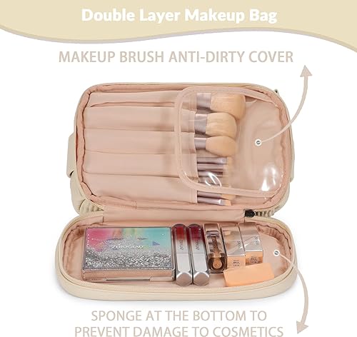 Miniatura 4 de Bolsa de maquillaje de doble capa, beige (A-Beige)