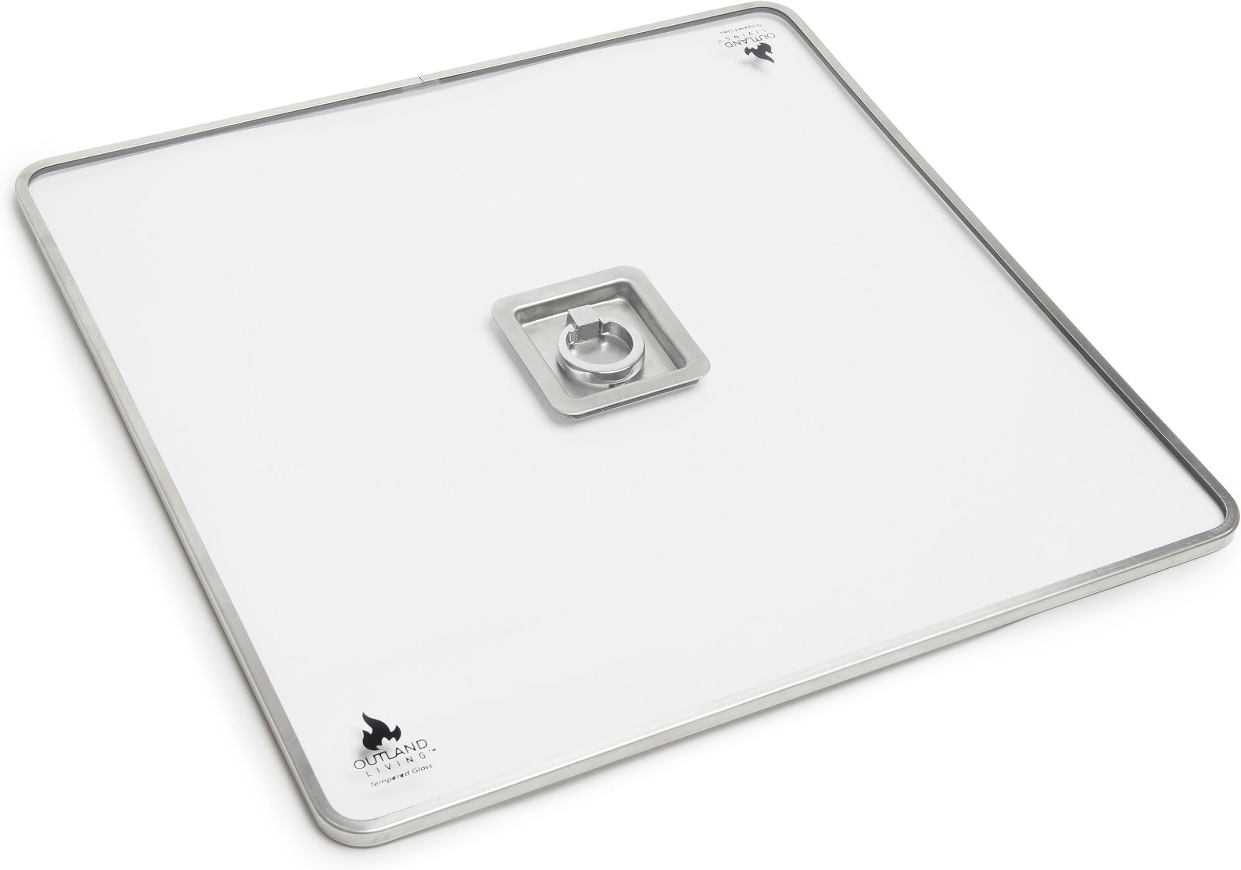 Outland Fire Table Tempered Glass Lid Insert for 36-Inch Square Series 410 Outdoor Propane Fire Pit Tables, Square 17-Inch x 5/16-Inch - Includes Bracket Set for Vertical Easy Slide Interior Storage