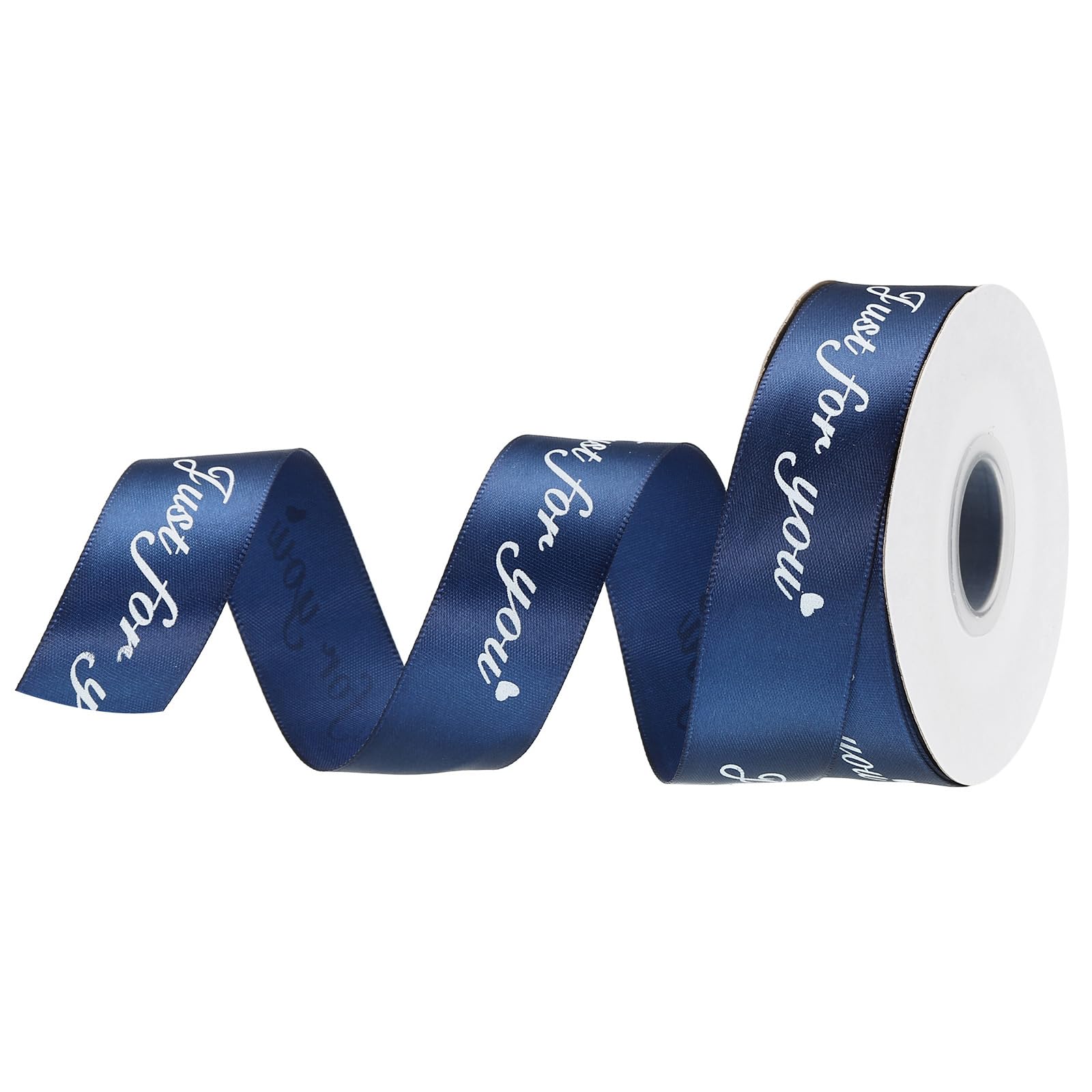 MECCANIXITY 1 Inch Wide Satin Ribbon Just for You Personalized Grosgrain Valentine Ribbon 25 Yard for Gift Wrapping Cake Box Bows, Navy Blue