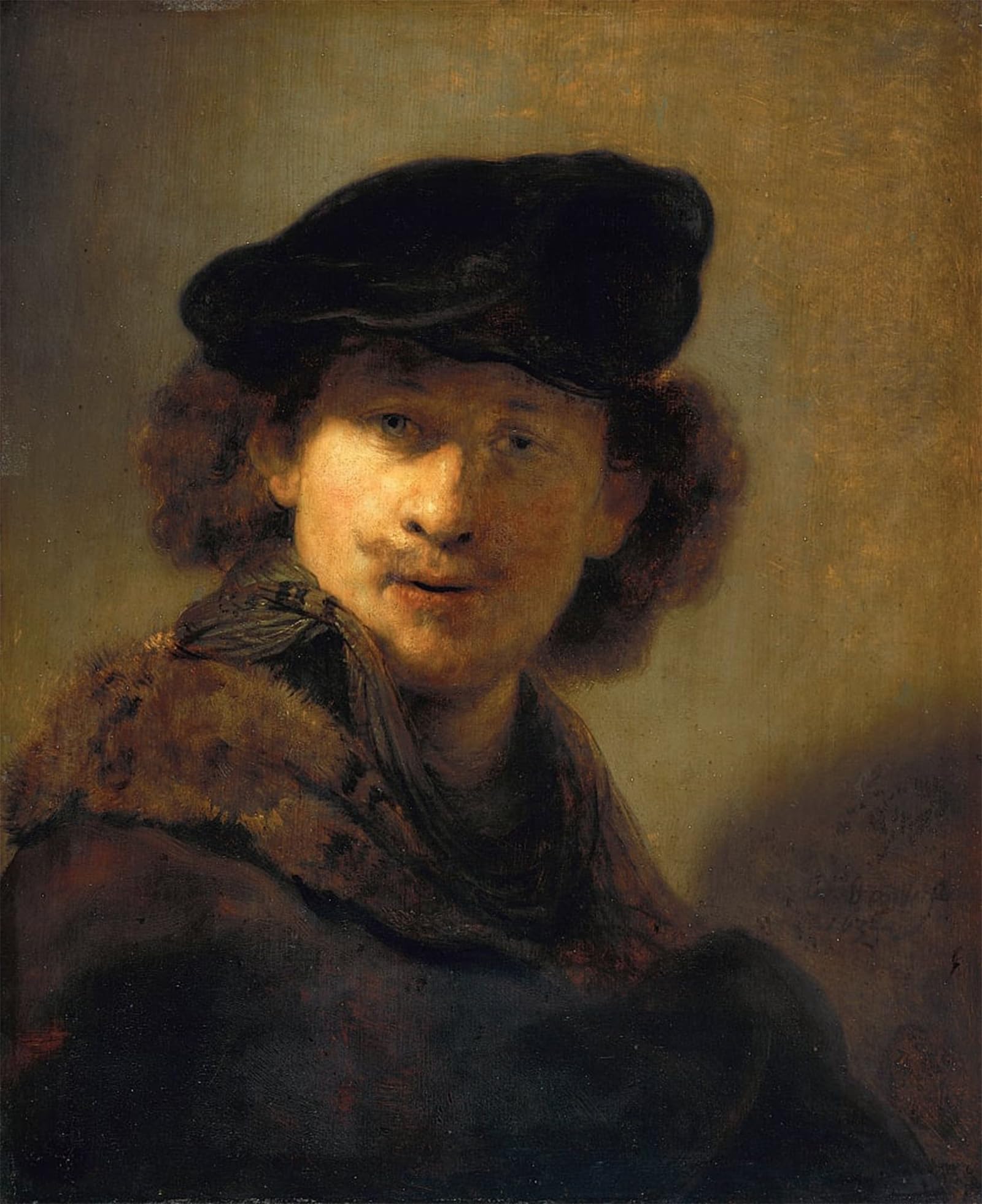 SERENDIPITP Aesthetic Poster Photo Wall Print Retro Picture Self-portrait with velvet beret by Rembrandt van Rijn Modern Wall Artwork for Home Decor 60x90cm