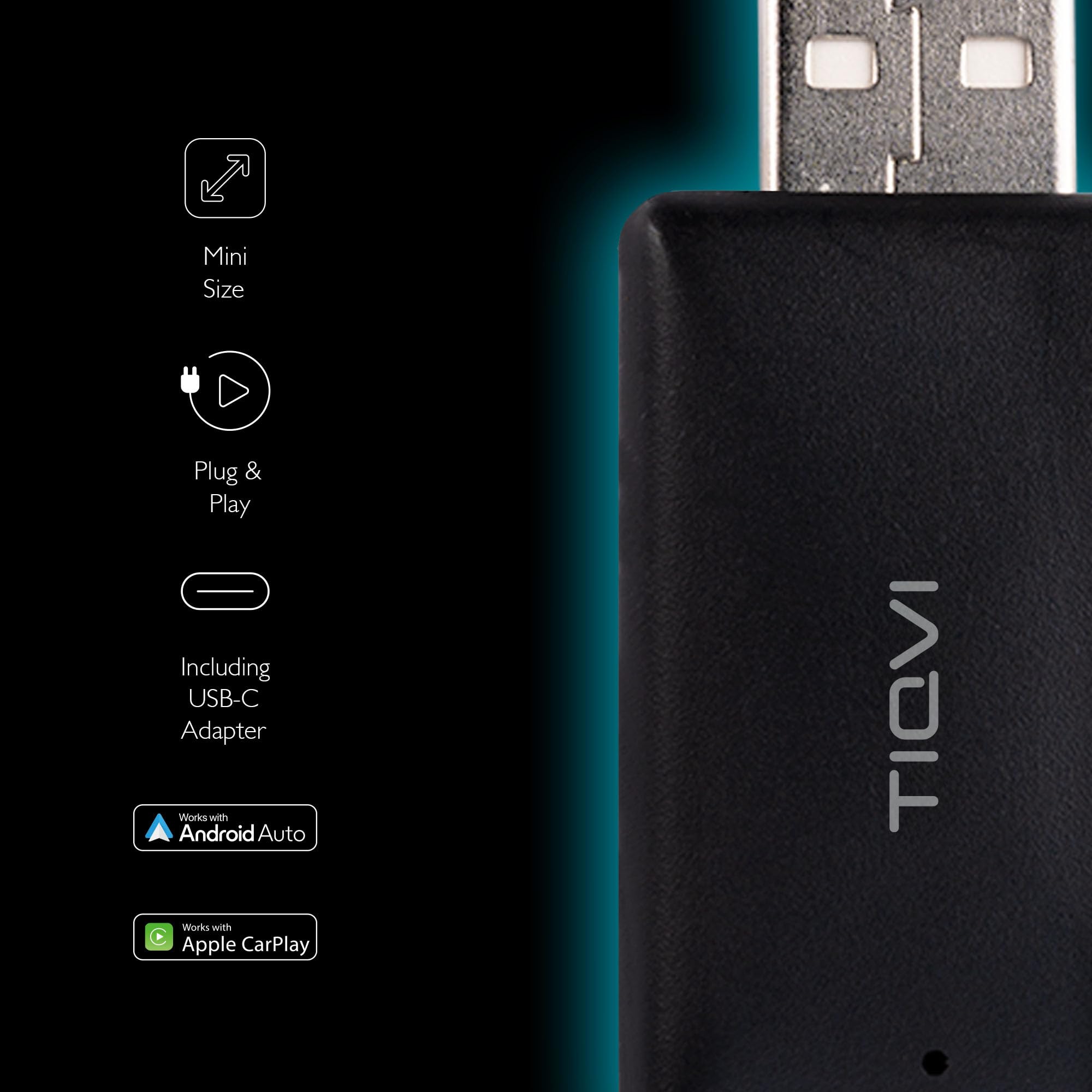 Dongle Wireless CarPlay, Bluetooth 5.0, Compatible avec Apple & Android, Connexion Automatique, Design Compact