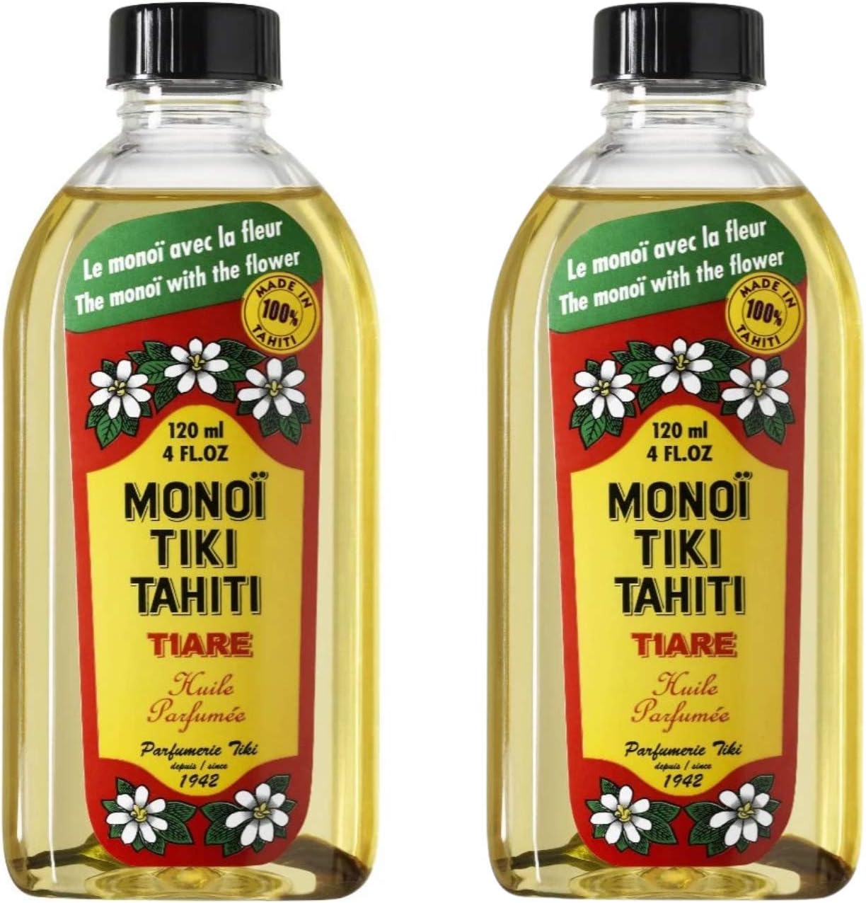 Monoi Tiki Tahiti Tiare Coconut Oil 4 Fluid Ounce - 2-Pack