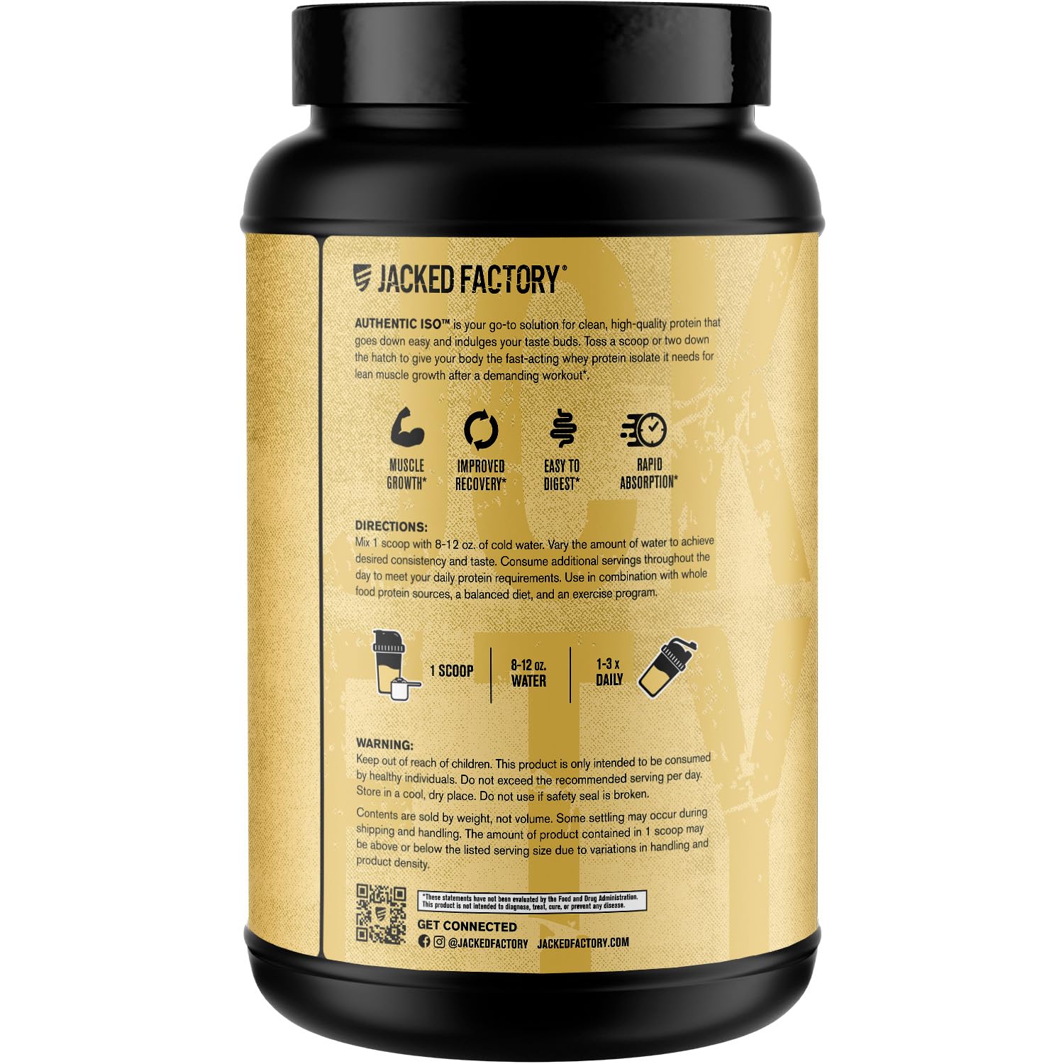 Jacked Factory Authentic ISO Whey Protein Isolate Powder - Low Carb, Non-GMO Muscle Building Protein w/No Fillers, Post Workout Recovery - 25 Servings, Vanilla — Amazon image 7