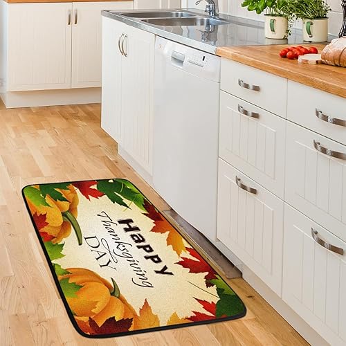 Miniatura 6 de Bountiful Pumpkin Maple Leaf Kitchen Rugs and Mats, Non Skid Absorbent Resist Dirt Kitchen Mat Runner Comfort Standing Floor Mat 39"x20" for Kitchen