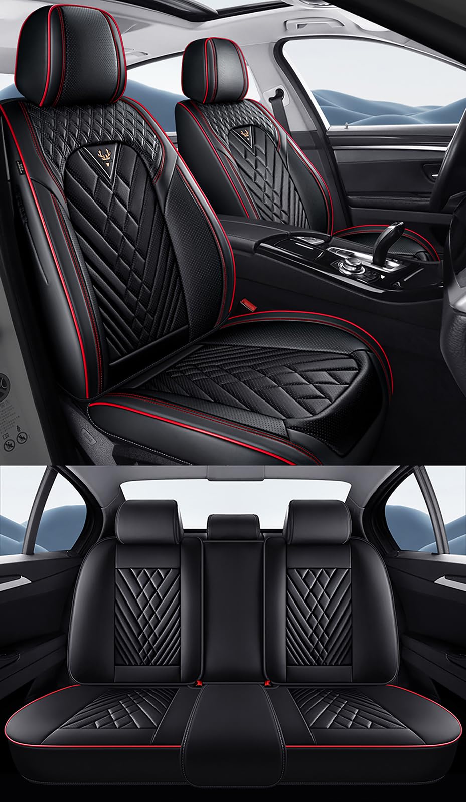 Fundas de Asiento de Coche Universales de Cuero para 5 Plazas – Compatibles con Mercedes-Benz CLA CLS GLA GLB GLC GLE Clase G GLS – Juego Completo para SUV y Berlina
