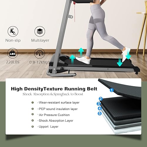 Miniatura 2 de Caminadora plegable con inclinación, cintas de correr eléctricas plegables para el hogar y la oficina, máquina portátil para hacer ejercicio con