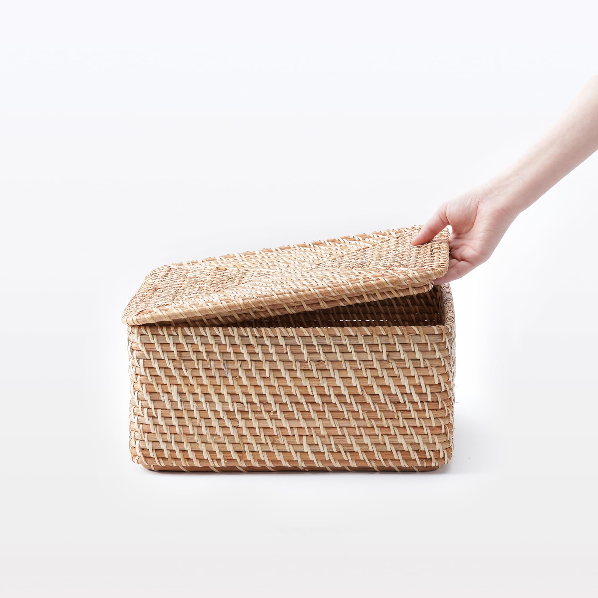 Amazon.co.jp: MUJI 無印良品 重なるラタン角型バスケット用フタ 幅35