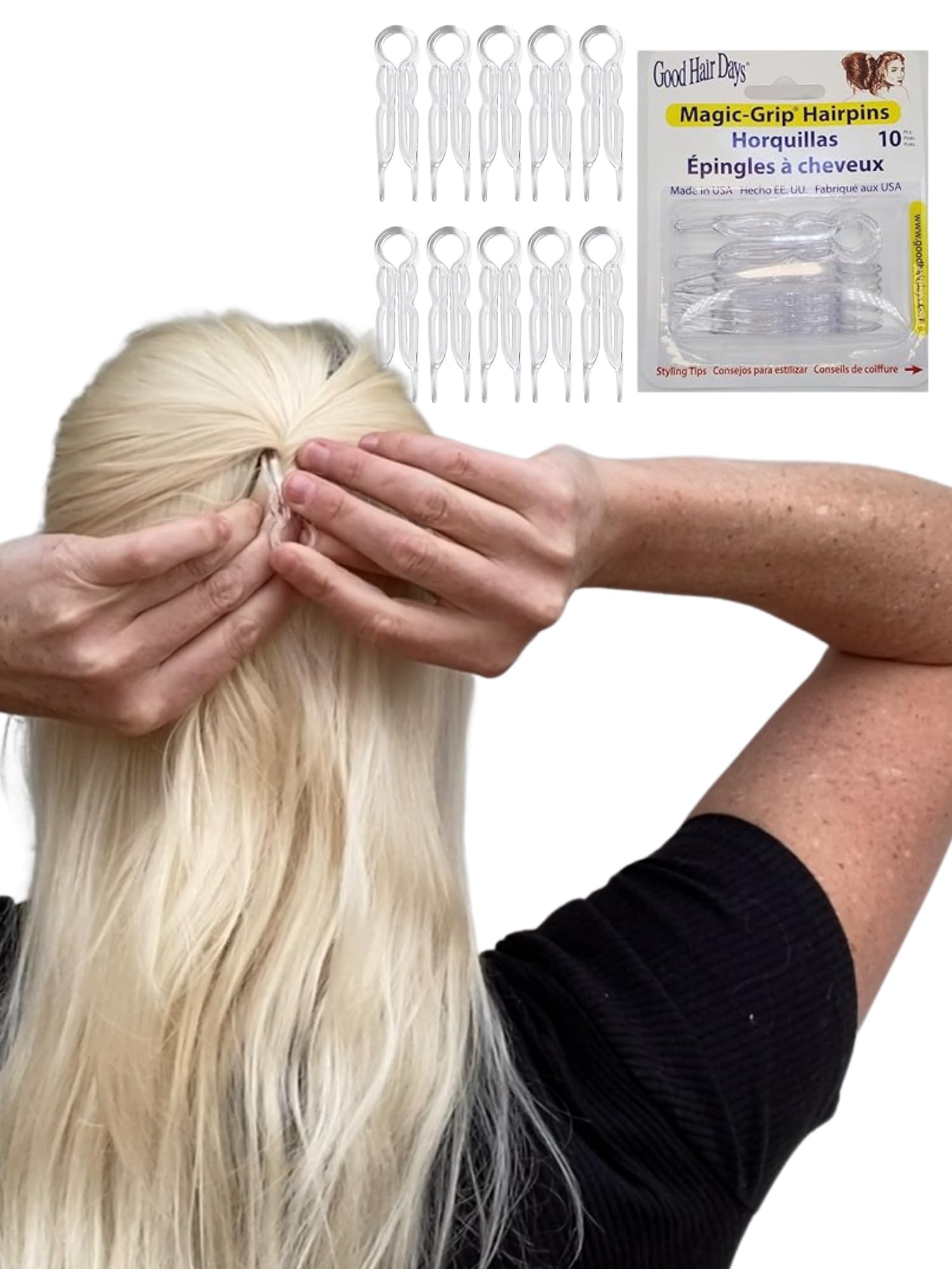 Hair Pins - Plastic, U-shaped Magic Grip Hairpins, Strong Durable Pins For Fine, Thick & Long Hair, Hair Styling Accessories (Crystal)