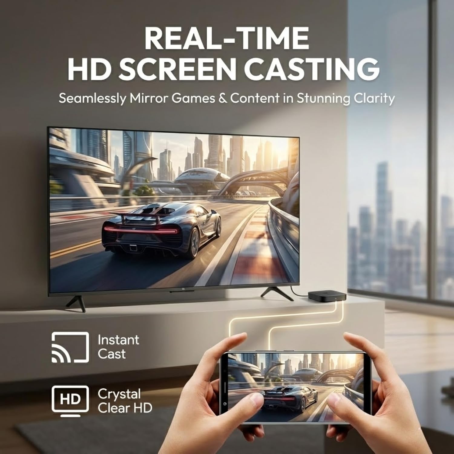 Smartphone screen casting to a television