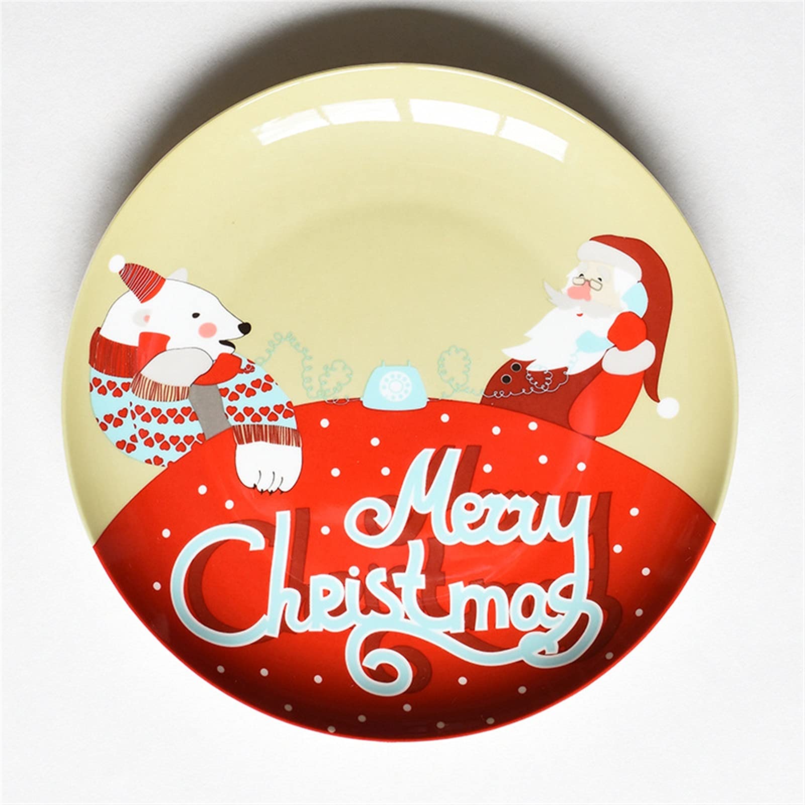 Plato de Cena Plato de Porcelana navideña con diseño muñeco Nieve Dibujado a Mano, Plato for Aperitivos Carne y Fruta 8 Pulgadas, cerámica, Regalo for Fiestas Año Nuevo(G)
