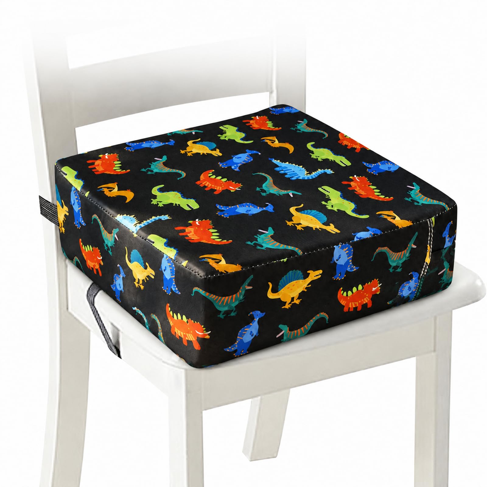 Rehausseur de chaise pour enfant, 10 cm, en tissu Oxford imperméable, avec boucle de sécurité, lavable, démontable, pour la maison, les déplacements, noir